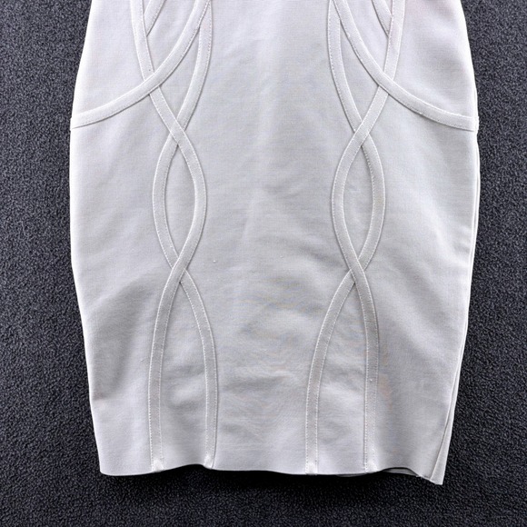 Bandage Bodycon Y2K Criss‎ Cross Back Zipper Dress Ivory- See Measurements - Picture 3 of 7